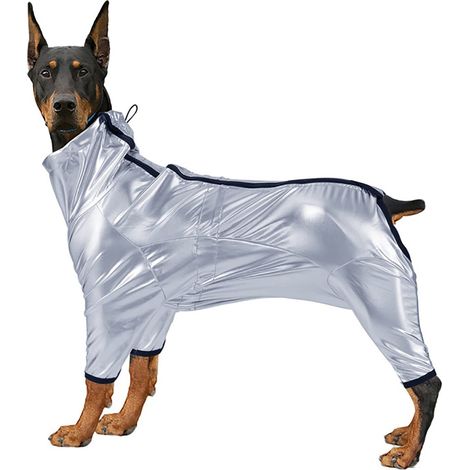 Imperméable d'extérieur pour chiens, veste de pluie imperméable pour animaux de compagnie, combinaison spatiale pour chiens de petite, moyenne et grande taille, poncho à cordon ajustable (1/5)