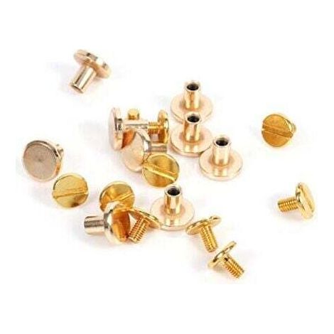 10 Sets 5/6.5/8mm Solid Brass Rivets for Leather Craft Belt Flat Screws Solid Brass Stud Head Rivets for DIY Leather Decoration Binding (8mm)