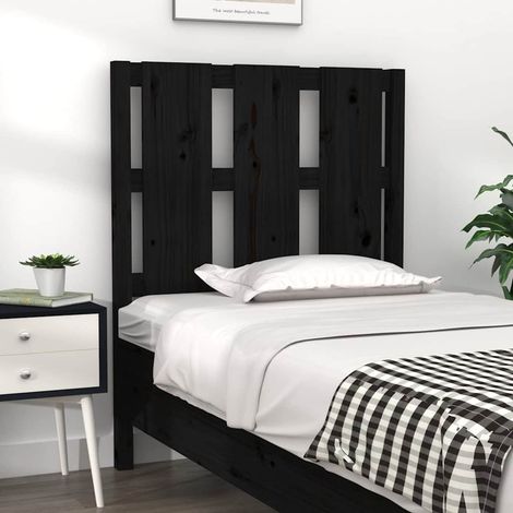 Tête de lit Style Classique Armoire de lit - Noir 80,5x4x100 cm Bois massif de pin BV385933 - BonneVie (1/5)