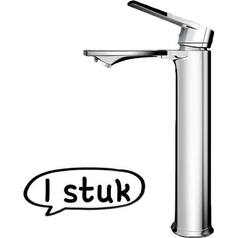 Robinet de lavabo surélevé en laiton pour salle de bain avec alimentation en eau chaude et froide et tuyaux correspondants pour usage domestique couleur argentée (1/5)