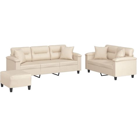 Ensemble de Canapé Sofas 3 pcs avec coussins Beige Tissu microfibre (1/5)