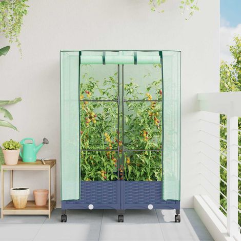 Teenpull – Gartenplanter mit Gewächshausabdeckung und Rädern 2 Stk. PP (1/5)
