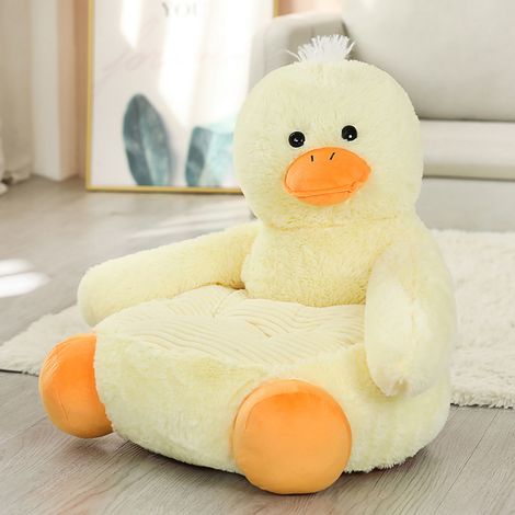 Canapé Enfant Forme Animal Peluche Courte Coton PP Confortable Respirant Doux Peau Chaise Canapé Bébés 50x50x45cm