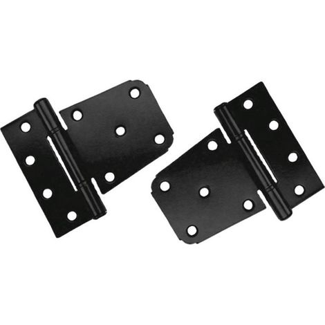Lot de 2 piezas Charnière Porte Lourde, Charnières en Acier au Carbone Noir, Charnières de Porte Plates pour Abri de Jardin, Grange, Clôture en Bois (Vis Incluses) (Noir) (1/5)