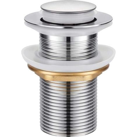 Bonde universen alliage de zinc, bonde de lavabo sans trou de trop-plein, valve push open, acier inoxydable chromé-LIAIKI (1/5)