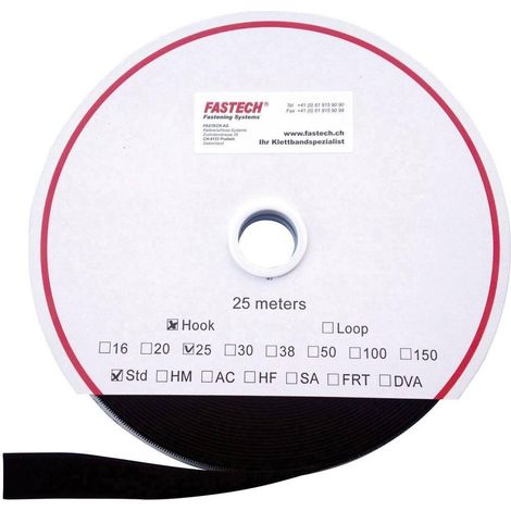 Fastechr Cinta autoadherente negra 25000 mm x 50 mm