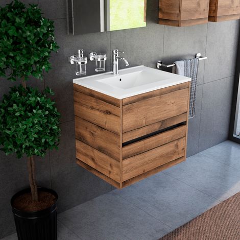 Inda - Mobile bagno 60 cm Diamante Rovere antico con 2 cassetti e (1/4)