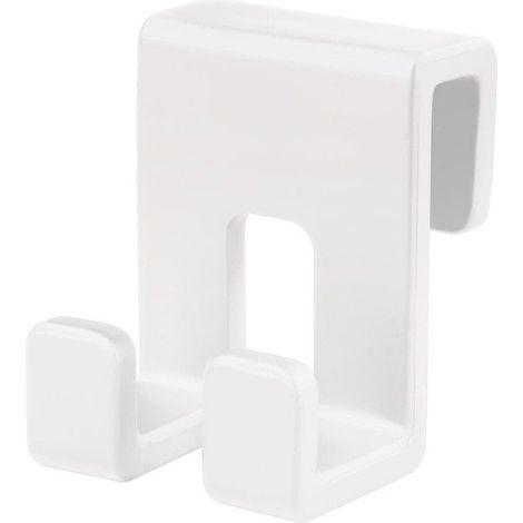 Double crochet suspendu en acrylique pour écran de douche, blanc (SATWIHACEKPLASTB) (1/2)