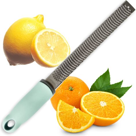 Zesteur Agrumes - Rape à Agrumes, Chocolat, Coco, Cannelle, Ail, Gingembre - En Inox - Pour Cuisine & Pâtisserie - Rapeuse à Zeste Citron, Orange - 5148 (1/4)