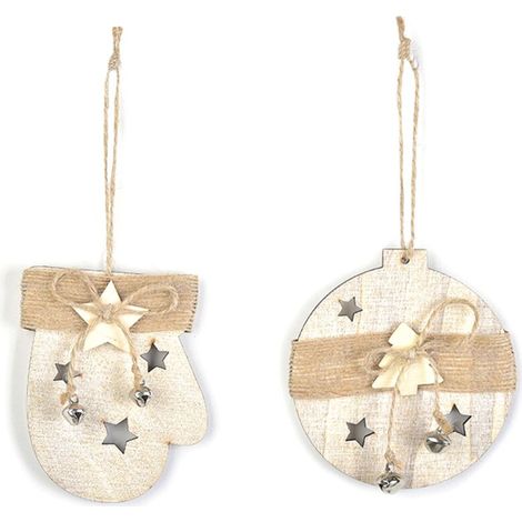 Bardusch-2 pendentifs en bois Noël décoration bois nature cintre sapin de Noël (style 2) (1/2)