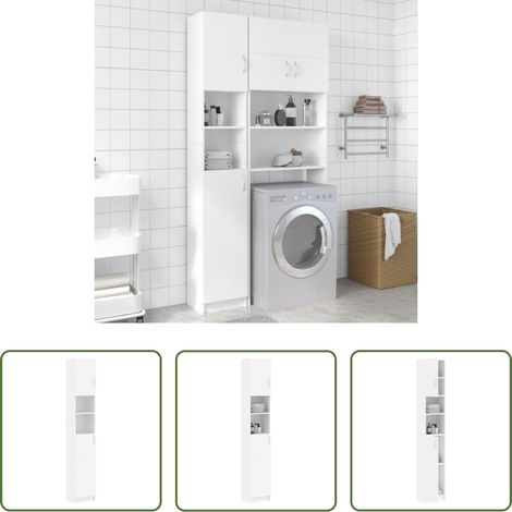 vidaXL Armoire bois - Armoire de salle de bain Blanc 32x25,5x190 cm Bois d'ingénierie (1/5)