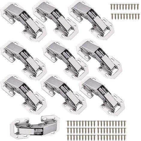 Lot de 10 charnières à visser pour porte d'armoire - 105 x 44 mm - 90 ° - Avec vis - Charnières pour porte d'armoire (1/5)