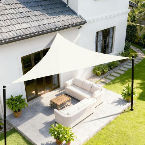 3x3x4.25m Voile d'Ombrage Imperméable Triangulaire Crème (1/5)