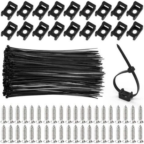 100 Befestigungswinkel, 150 mm Kabelbinder, 66 mm Nylon-Kabelbinder, M3-Edelstahlschrauben, elektrische Kabelführung (1/5)