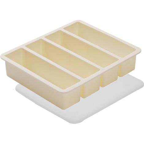 Bandeja cuadrada de silicona para cubitos de hielo con tapa integrada, apta para uso alimentario, 17,5 × 14,5 × 3,5 cm. (1/4)