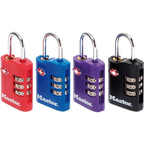 Cadenas de combinación Tsa - 30mm - Zinc y acero - Colores a juego - Pack - Master Lock