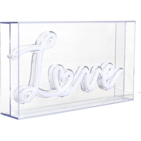 Lampe LED Effet Néon "Love" 23cm Rose (1/4)
