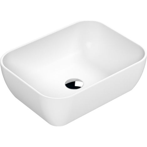 Square Matt Ceramic Countertop Vessel Without Overflow - 455mm - Matt White