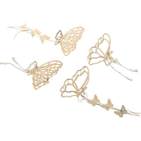 4-Piece Alloy Hair Clip Set, Elegant Claw Clips (1/5)