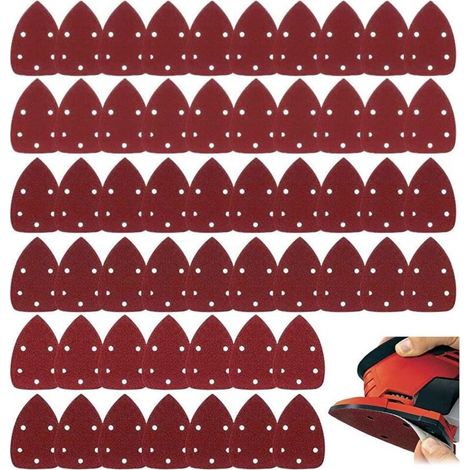 60 Pcs Ponceuse Papier Abrasif Papier De Verre Triangles Abrasifs Ponceuse À Souris Grincements Abrasives Crochet Et Boucle D’assorties 40, 60, 80, 100, 120, 150, 180, 240, 320, 400