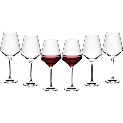 Verres à vin Lot de 6 verres à vin rouge 550 ml Verre à vin rouge Verre à vin en cristal Passe au lave-vaisselle Moderne (1/5)
