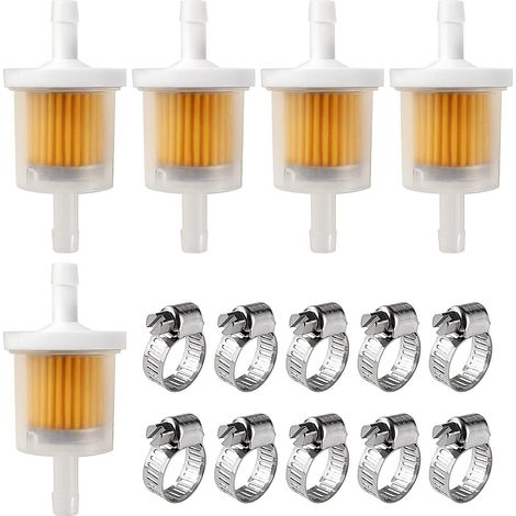 5 Pièces 6-8 mm Filtres à Essence, Filtre à Carburant en ligne, Carburant Rapide de Filtre à Essence, avec 10 Pièces Colliers de Serrage, pour Moto, Scooter, Générateur, Tondeuse à Gazon (1/5)