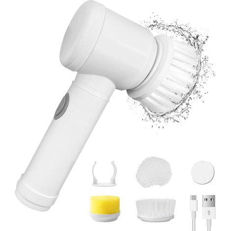 Brosse de nettoyage électrique rotative avec 3 têtes de brosse, brosse de nettoyage puissante sans fil
