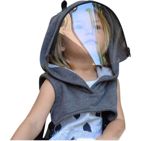 Écran facial détachable transparent gris pour enfant, protection tête anti-soleil, visière réglable, casque léger. (1/5)