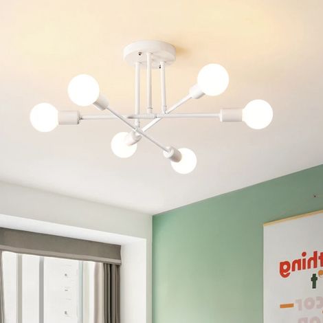 Plafonnier moderne Spoutnik, 6 lumières, plafonnier industriel en métal semi-encastré pour chambre à coucher, salle à manger, salon, cuisine, couloir (1/5)