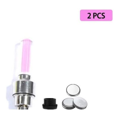 Accessoires de vélo - Rayons LED néon - 2 pièces - Couleur rose - Bouchons de valve