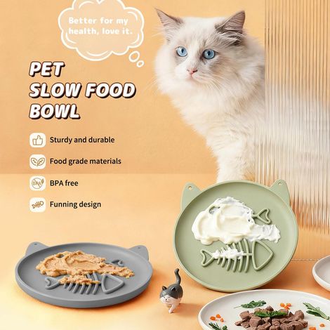 Gamelle anti-glouton pour chat, bol distributeur lent en silicone, mangeoire éducative pour animaux de compagnie (1/5)