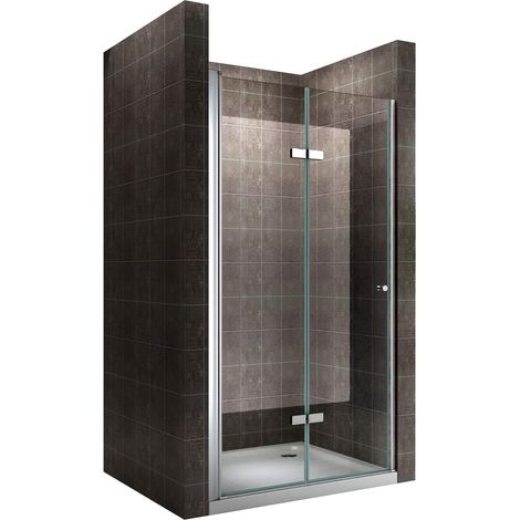 MOG Mampara de ducha puerta plegable rango de ajuste de 72-76cm altura: 195 cm de vidrio transparente templado de seguridad de 6mm – DK823 (1/5)