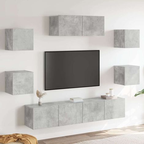 Ensemble de meubles TV 7 pcs-Banc TV-Meuble Télé Gris béton Bois d'ingénierie 639258 (1/5)