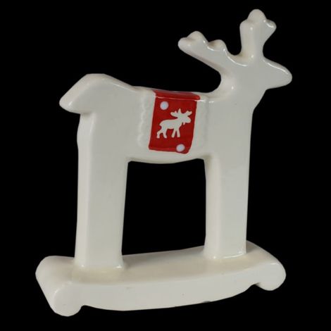 Renna in ceramica bianca in stile scandinavo, altezza 16,5 cm (1/2)