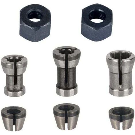 Mandrino per fresatura - Set da 8, pinza di taglio (6 mm, 6,35 mm, 8 mm), pinza di fresatura, adattatori per pinza (1/4)