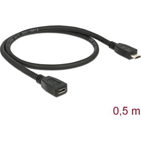 Delock alargador usb 2.0 tipo micro-b macho  usb 2.0 tipo micro-b hembra de 0,5 m
