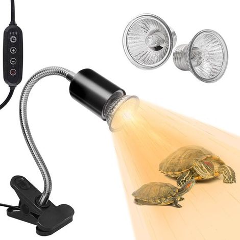 Lampe chauffante pour terrarium avec minuterie, lampe UV double tête pour reptiles (1/5)