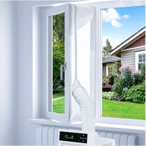 Calfeutrage de fenêtre 500 cm – Kit étanche pour climatiseur mobile – Installation rapide sans perçage – Polyester 210D résistant aux UV - Fermeture4 (1/5)