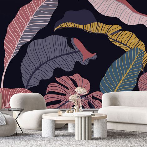 Papier peint panoramique - Feuilles tropicales - 390 cm x 164 cm (1/4)
