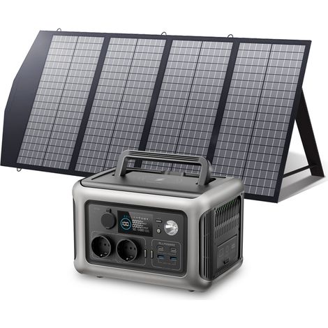 Allpowers – Générateur solaire portable R600 – Panneau 140W – 2 x 600W AC – Batterie LiFePO4 299Wh – Charge rapide en 1h – Pour camping et voyages