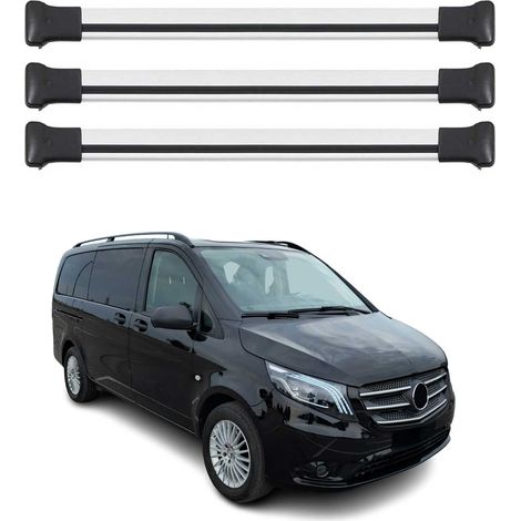 OMAC Aluminium Dachträger Querträger für Mercedes Vito W447 2014-2026 – Max. 75 kg – 3 Stangen Silber