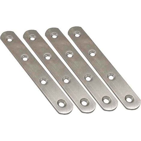 Piastre dritte per giunzione "PLC14", 80x16x1,5mm, in acciaio inox (4 unità, viti incluse)