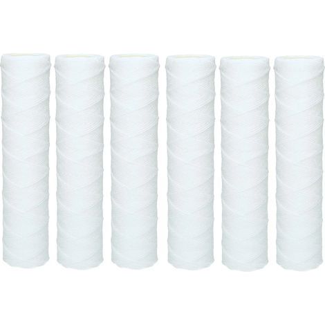 Lot de 6 cartouches sédiment bobinées 25 cm – Filtration 50 microns – Pour osmose inverse et filtration des particules (1/4)