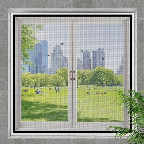 Aiperq – Moustiquaire de fenêtre autocollante 120x150cm – Maille transparente en polyester – Installation facile sans perçage – Protection contre insectes