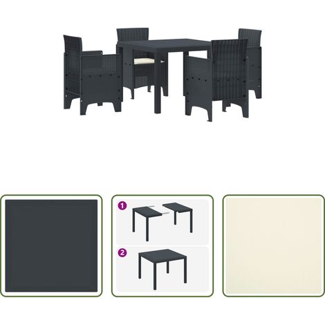 Garten Stühle -  Garten Essgruppe 5 pcs Anthrazit Polypropylen (1/5)