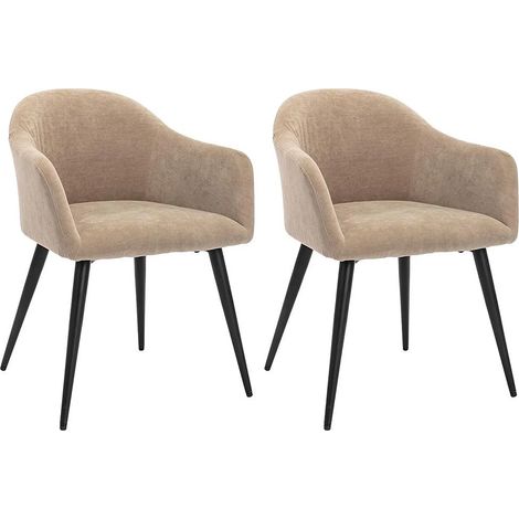 Sedie con braccioli Effetto Velluto e Metallo Beige - Lotto di 2 - BIBO (1/5)