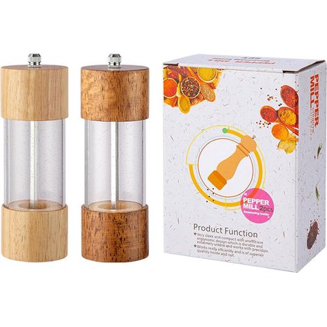 Ensemble de moulins sel et à Poivre, Poivre manuels en Bois, avec (1/5)