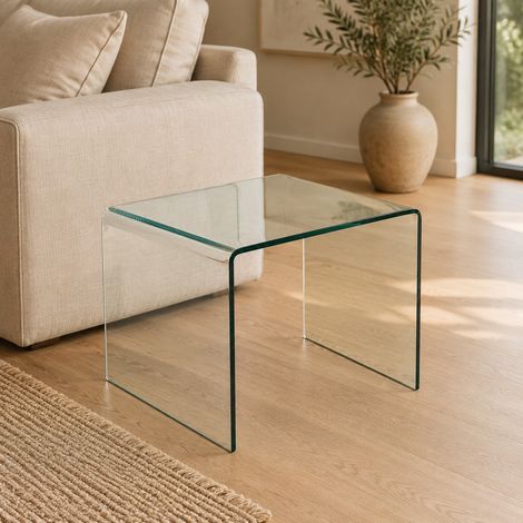 Beistelltisch aus klarem Sicherheitsglas 50 cm, transparenter Multifunktionstisch