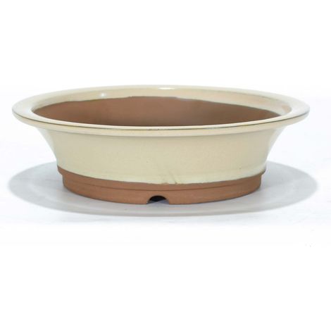 Vaso bonsai smaltato tondo 32 cm Avorio (1/2)