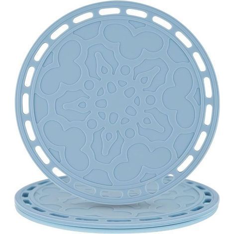 TAISHENGDA-Lot de 3 grands dessous-de-plat et maniques ronds en silicone Bleu (1/5)